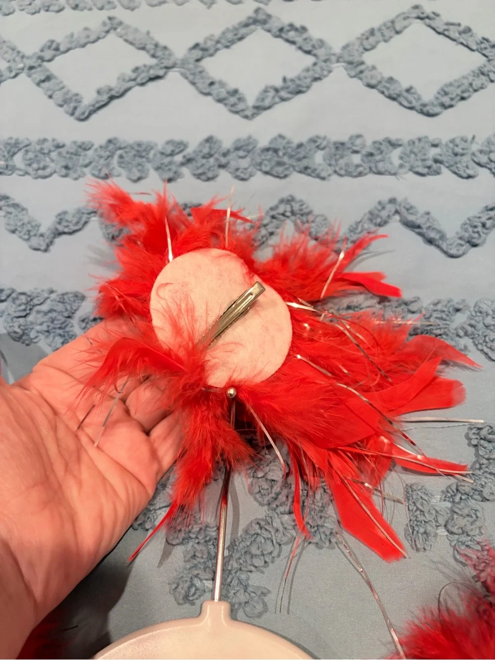 Red White Sequin Fringe Feather Dance Costume Child Small